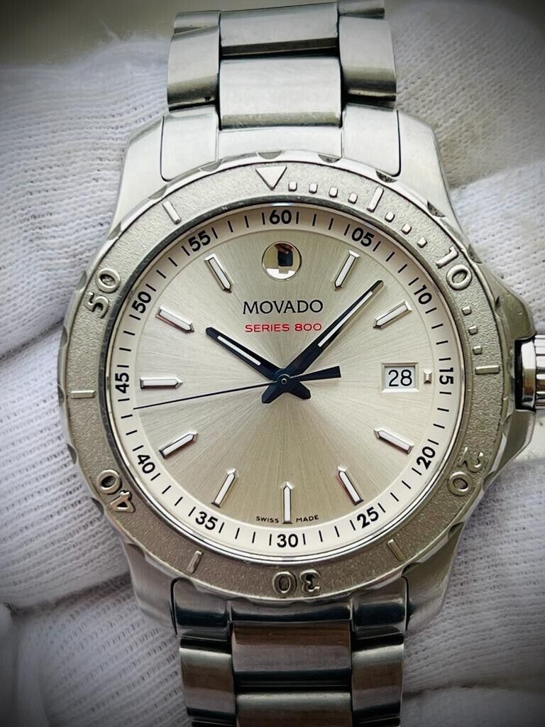 Movado Series 800 Quartz Mens Watch 44mm Swiss made , Perfect - Grab A Watch Co