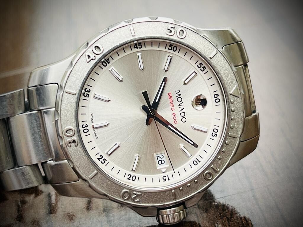 Movado Series 800 Quartz Mens Watch 44mm Swiss made , Perfect - Grab A Watch Co