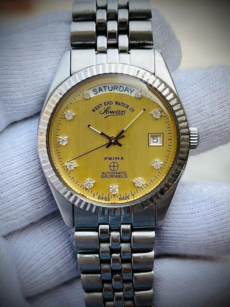 NOS West End Co President Jubilee 38mm Diamond Dial, Automatic Mens Watch - Grab A Watch Co