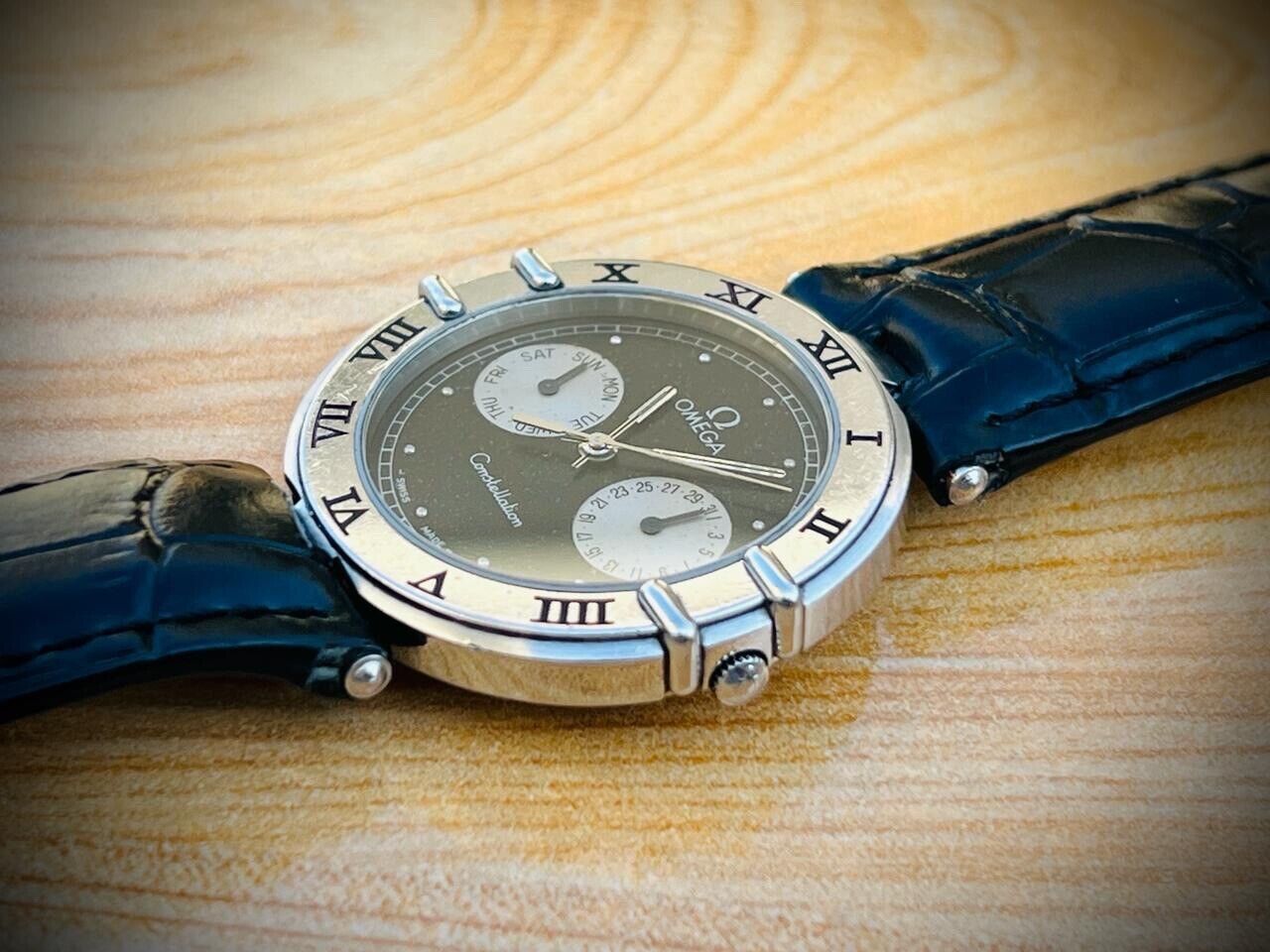 Omega Constellation Quartz Black Galaxy Dial Roman Bezel Watch Swiss Made 34mm - Grab A Watch Co