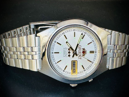 Orient 3 Star Crystal 21 Jewels white Dial Automatic Ref:469wB2-64, Japan, 36mm - Grab A Watch Co