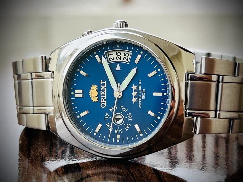 Orient 3 Star EM5L-CO-CA Blue Dial Perfect Mens Watch 37mm - Grab A Watch Co