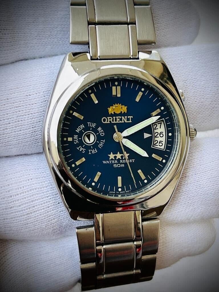 Orient 3 Star EM5L-CO-CA Blue Dial Perfect Mens Watch 37mm - Grab A Watch Co