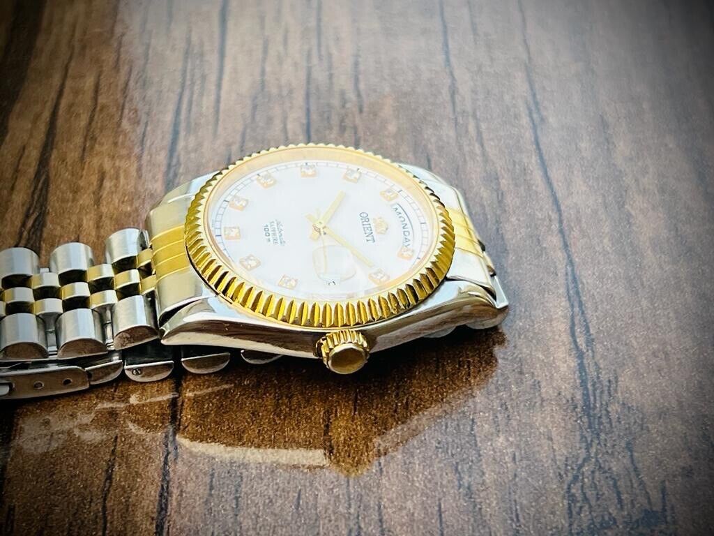 Orient President 100m Diamond Dial Jubilee Mens Watch Automatic 2/Tone 35mm - Grab A Watch Co