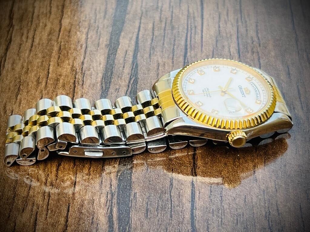Orient President 100m Diamond Dial Jubilee Mens Watch Automatic 2/Tone 35mm - Grab A Watch Co