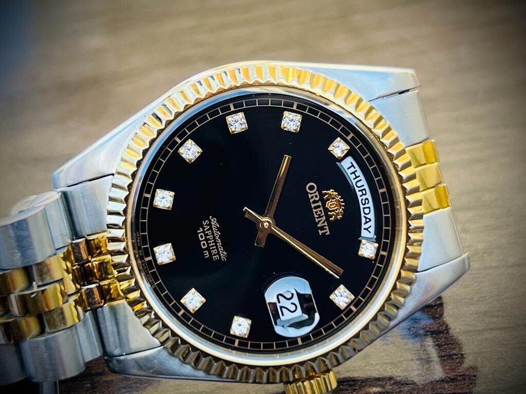 Orient President 100m Diamond Dial Jubilee Mens Watch Automatic 2/Tone 36mm - Grab A Watch Co