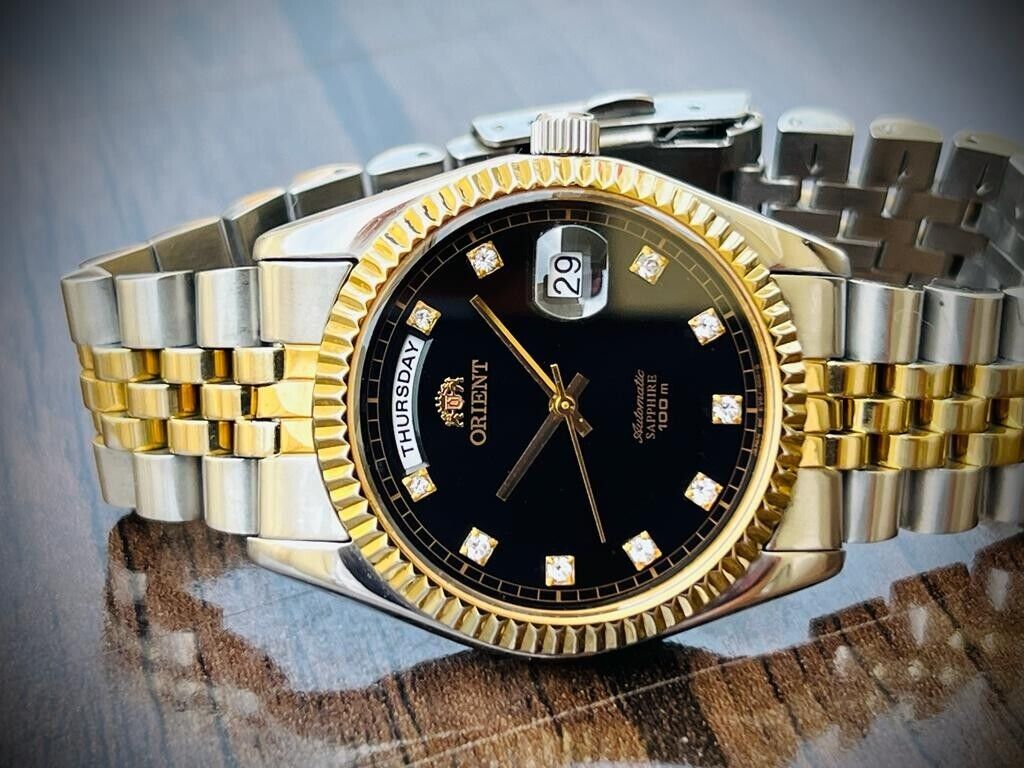 Orient President 100m Diamond Dial Jubilee Mens Watch Automatic 2/Tone 36mm - Grab A Watch Co