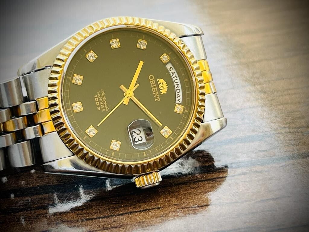 Orient President 100m Diamond Dial Jubilee Mens Watch Automatic 2/Tone 36mm - Grab A Watch Co