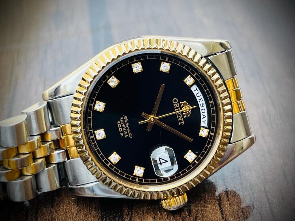 Orient President 100m Diamond Dial Jubilee Mens Watch Automatic 2/Tone 36mm - Grab A Watch Co
