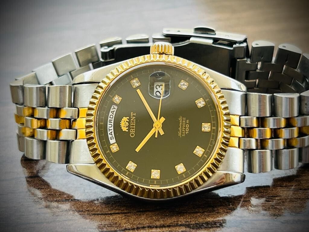 Orient President 100m Diamond Dial Jubilee Mens Watch Automatic 2/Tone 36mm - Grab A Watch Co