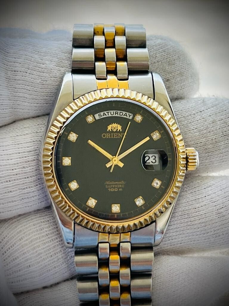 Orient President 100m Diamond Dial Jubilee Mens Watch Automatic 2/Tone 36mm - Grab A Watch Co