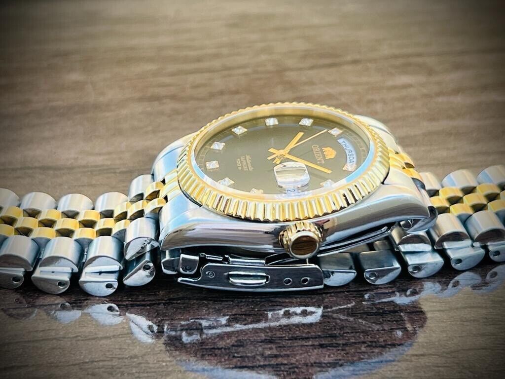 Orient President 100m Diamond Dial Jubilee Mens Watch Automatic 2/Tone 36mm - Grab A Watch Co