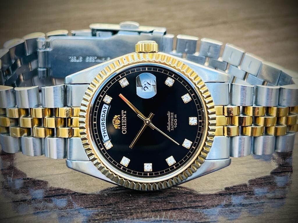 Orient President 100m Diamond Dial Jubilee Mens Watch Automatic 2/Tone 36mm - Grab A Watch Co