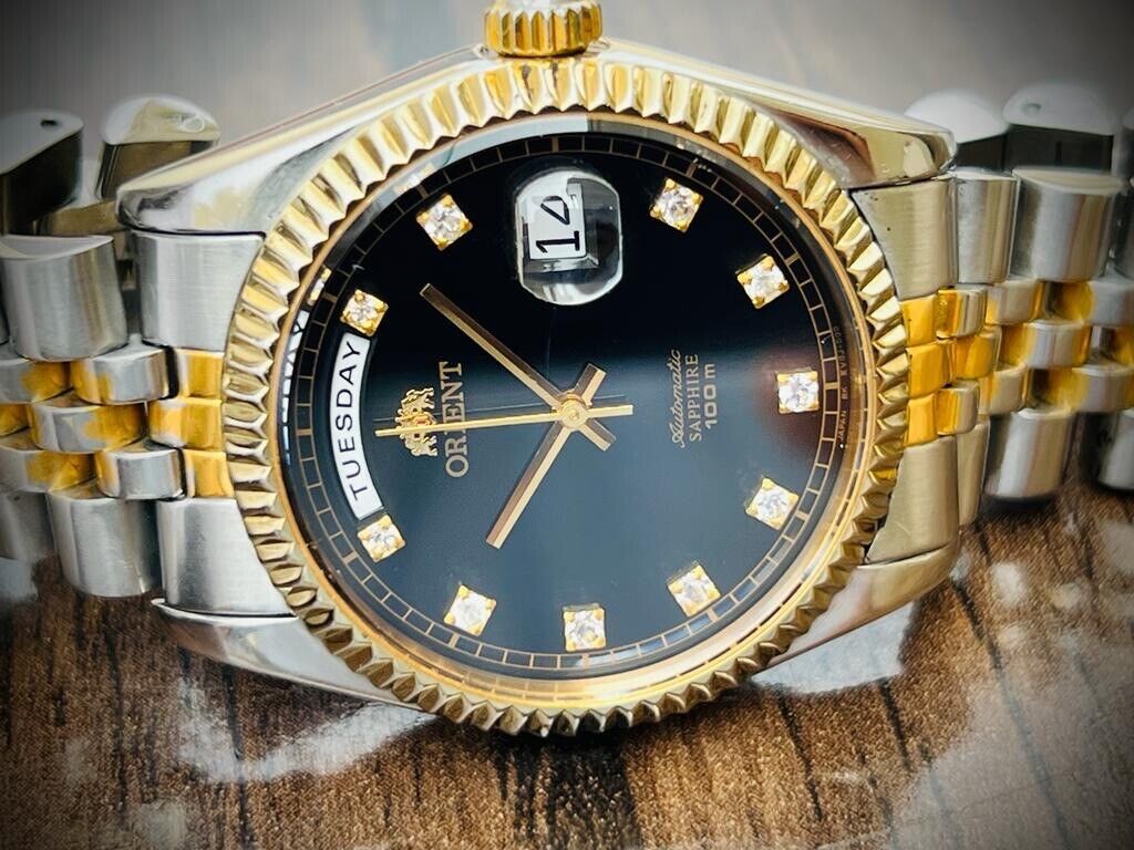 Orient President 100m Diamond Dial Jubilee Mens Watch Automatic 2/Tone 36mm - Grab A Watch Co