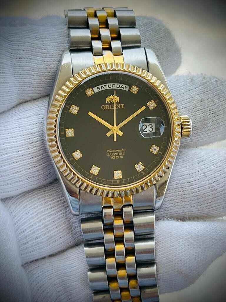 Orient President 100m Diamond Dial Jubilee Mens Watch Automatic 2/Tone 36mm - Grab A Watch Co