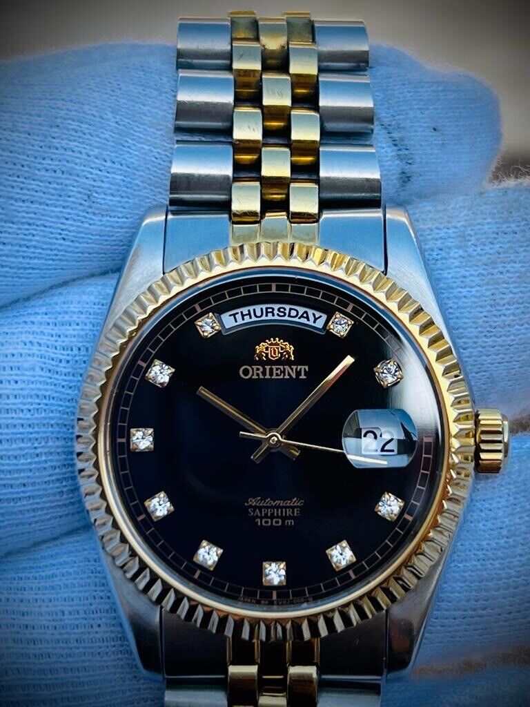 Orient President 100m Diamond Dial Jubilee Mens Watch Automatic 2/Tone 36mm - Grab A Watch Co