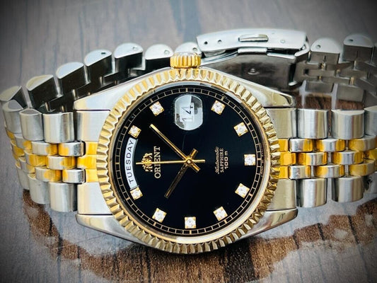 Orient President 100m Diamond Dial Jubilee Mens Watch Automatic 2/Tone 36mm - Grab A Watch Co