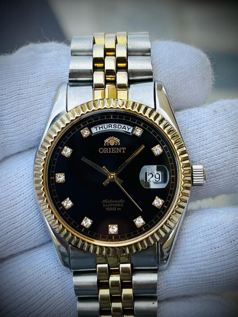 Orient President 100m Diamond Dial Jubilee Mens Watch Automatic 2/Tone 36mm - Grab A Watch Co