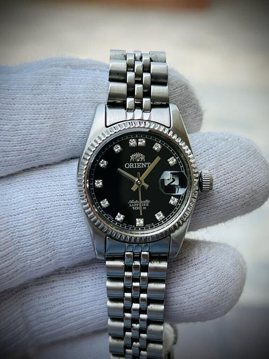 Orient President Black Diamond Dial Automatic Ladies Watch 100m Sapphire - Grab A Watch Co