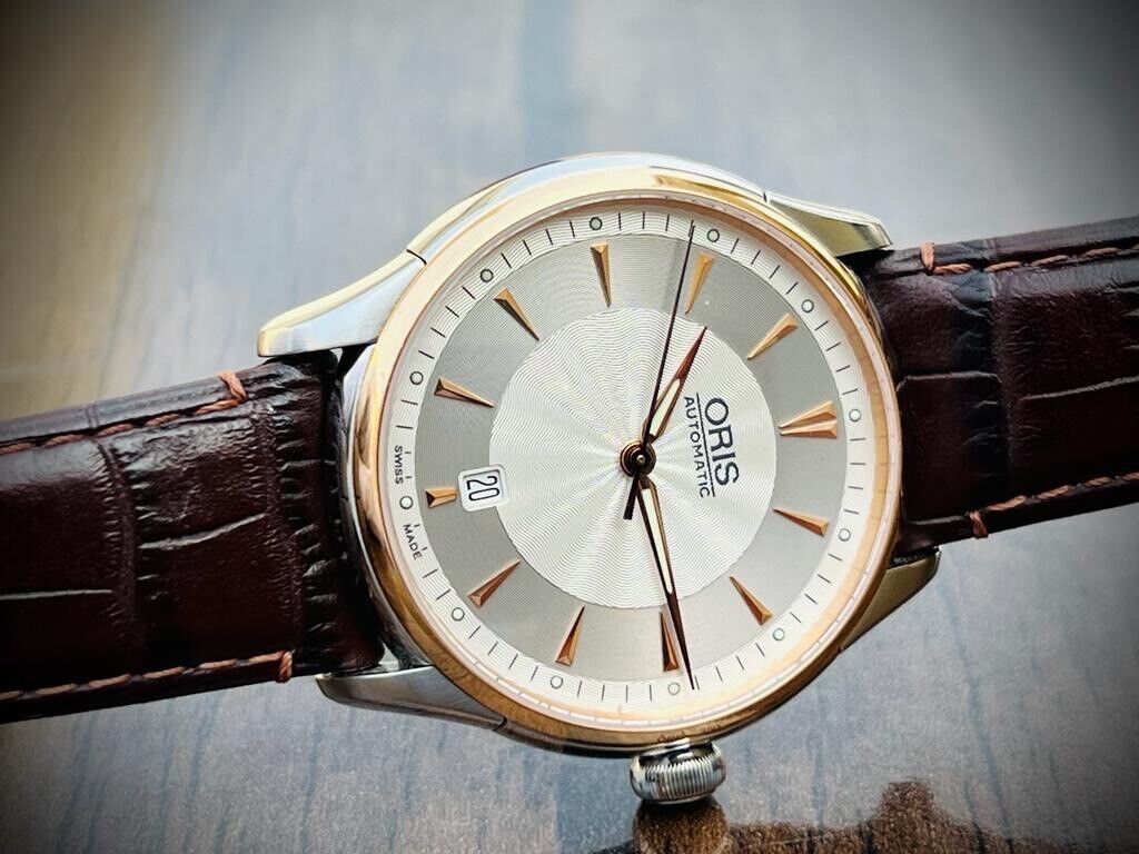 Oris Artelier Automatic 18k Rose Gold & Steel 40mm Mens Watch, Box + Papers - Grab A Watch Co