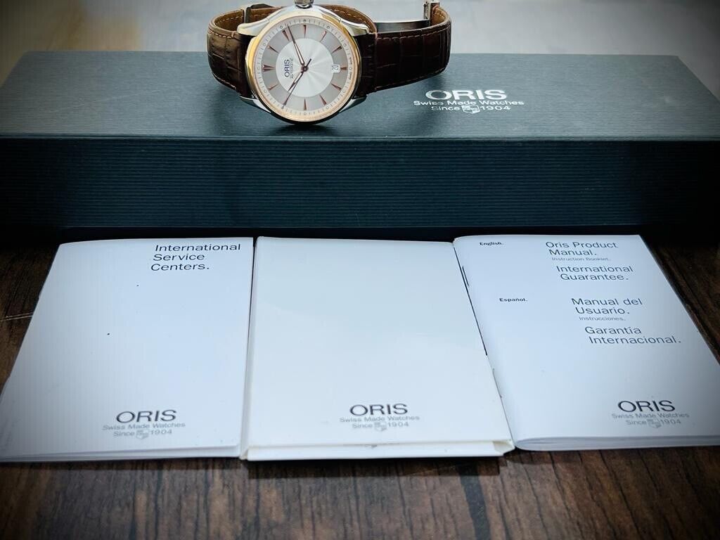 Oris Artelier Automatic 18k Rose Gold & Steel 40mm Mens Watch, Box + Papers - Grab A Watch Co