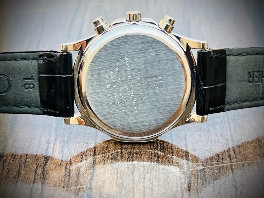 Rare Seiko Mother Of Pearl Diamond Dial Chronograph Quartz Gents Watch, 35mm - Grab A Watch Co