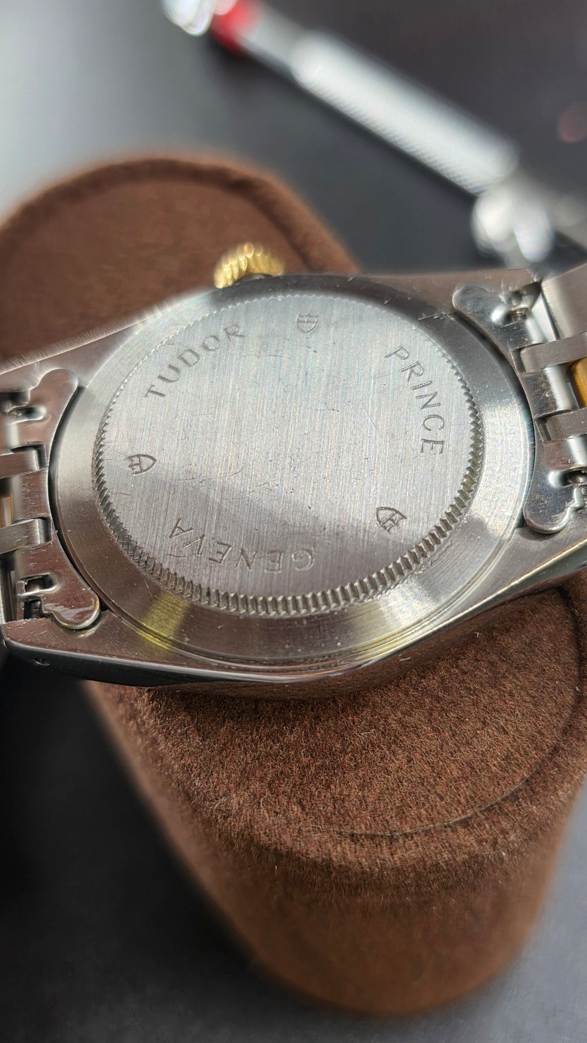 Vintage Tudor Prince Date Linen 34mm Linen Diamond Dial Automatic Mens Watch G/P