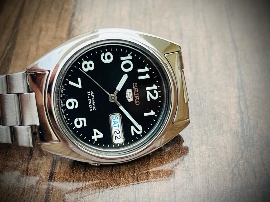 Seiko 5 Automatic 21 Jewels Black Dial, 7S26-00X0 36mm Men’s Watch - Grab A Watch Co