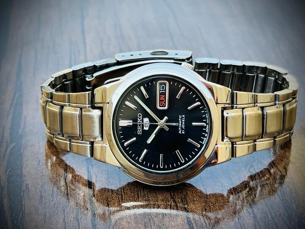 Seiko 5 Automatic 21 Jewels Black Dial, 7S26-00x0 36mm Men’s Watch - Grab A Watch Co