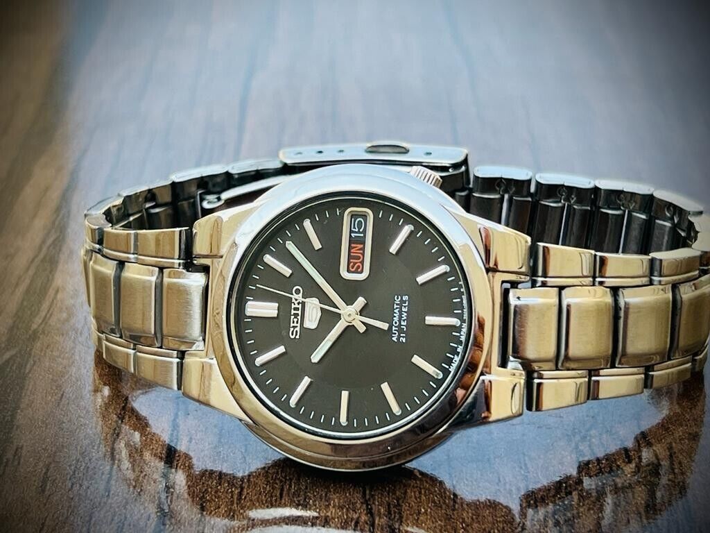 Seiko 5 Automatic 21 Jewels Black Dial, 7S26-00x0 36mm Men’s Watch - Grab A Watch Co