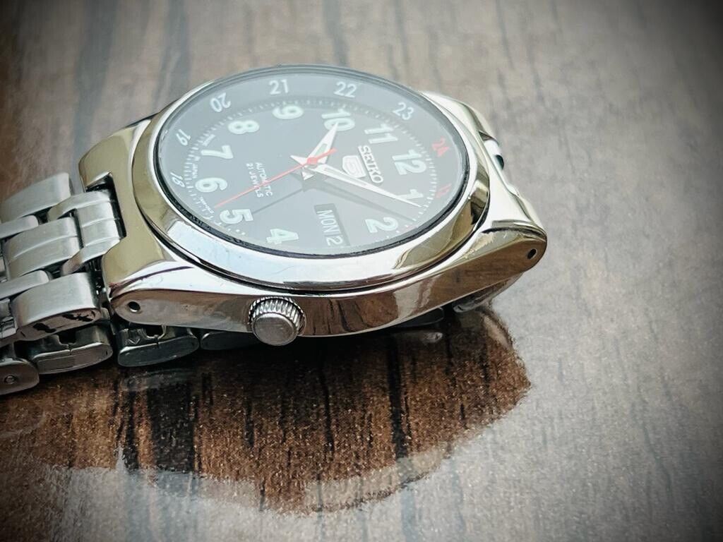 Seiko 5 Automatic 21 Jewels Black Dial, 7S26-01N0 35mm Men’s Watch - Grab A Watch Co