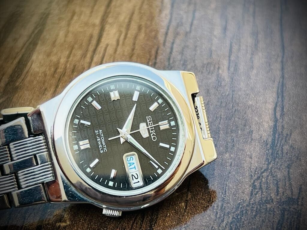 Seiko 5 Automatic 21 Jewels Black Dial, 7S26-02E0 35mm Men’s Watch - Grab A Watch Co