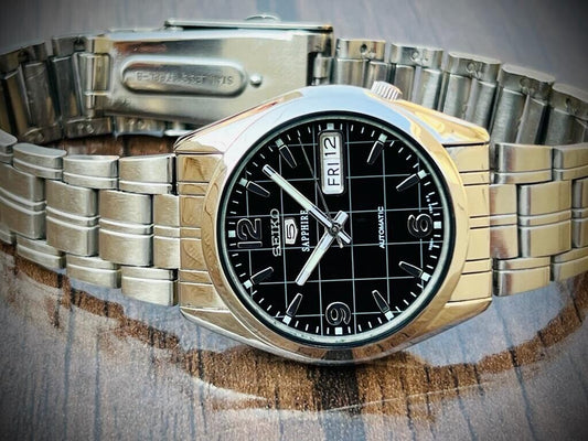 Seiko 5 Automatic 21 Jewels Black Dial, 7S26 03B0, 37mm Gents Watch - Grab A Watch Co