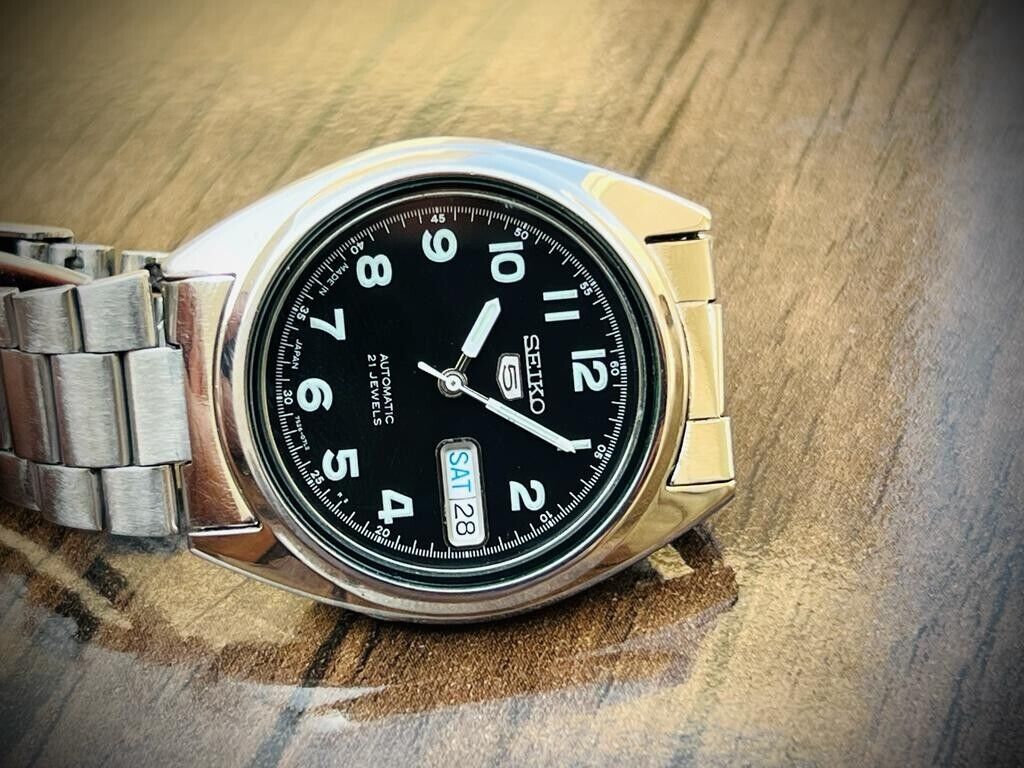 Seiko 5 Automatic 21 Jewels Black Dial, 7S26-0480 38mm Men’s Watch - Grab A Watch Co
