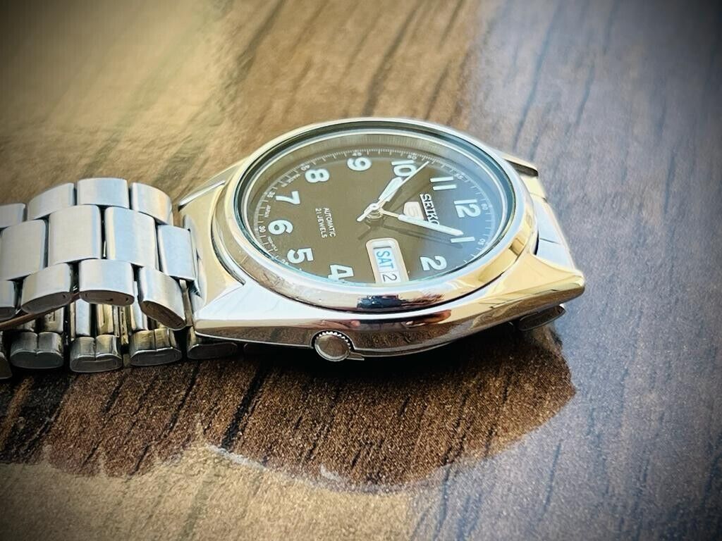 Seiko 5 Automatic 21 Jewels Black Dial, 7S26-0480 38mm Men’s Watch - Grab A Watch Co