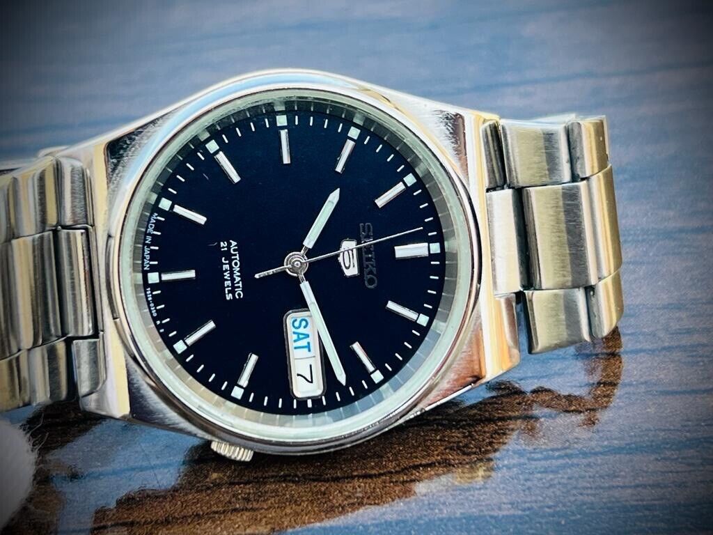 Seiko 5 Automatic 21 Jewels Black Dial, 7S26-0520 35mm Men’s Watch - Grab A Watch Co