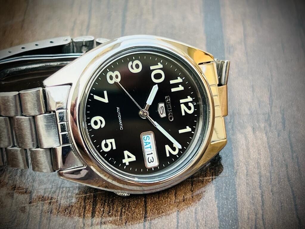 Seiko 5 Automatic 21 Jewels Black Dial, 7S26-0550 37mm Men’s Watch - Grab A Watch Co