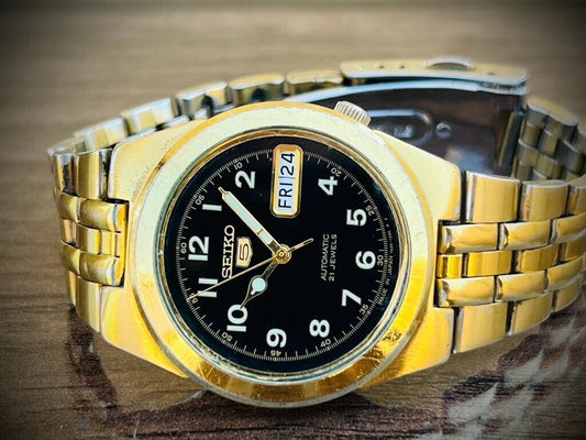 Seiko 5 Automatic 21 Jewels Black Dial 7S26 Japan 35mn Mens Watch - Grab A Watch Co