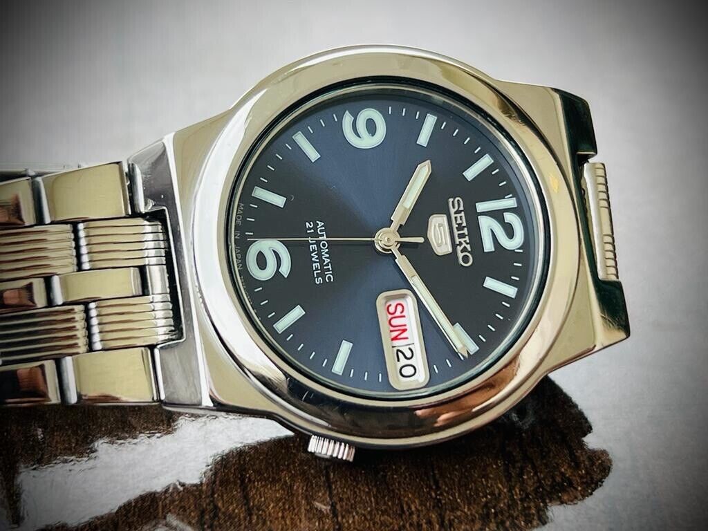 Seiko 5 Automatic 21 Jewels Blue Dial, 7S26-01R0 35mm Men’s Watch - Grab A Watch Co