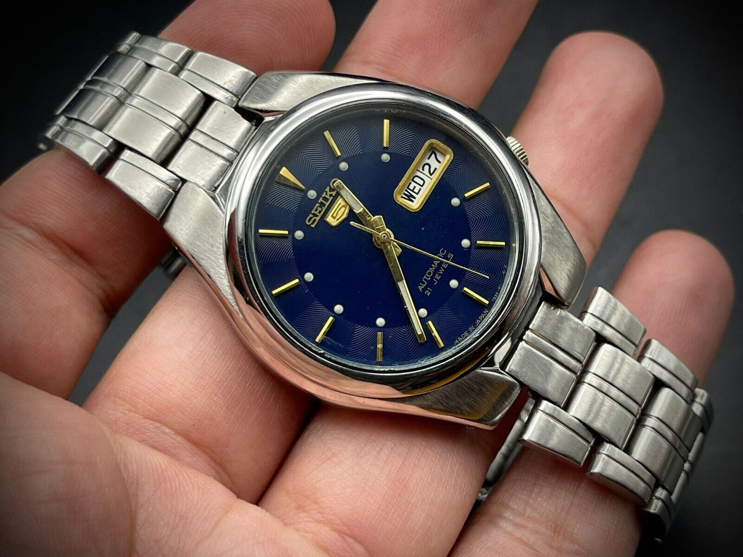 Seiko 5 Automatic 21 Jewels Blue Dial, 7S26 0520, 36mm Mens Watch - Grab A Watch Co