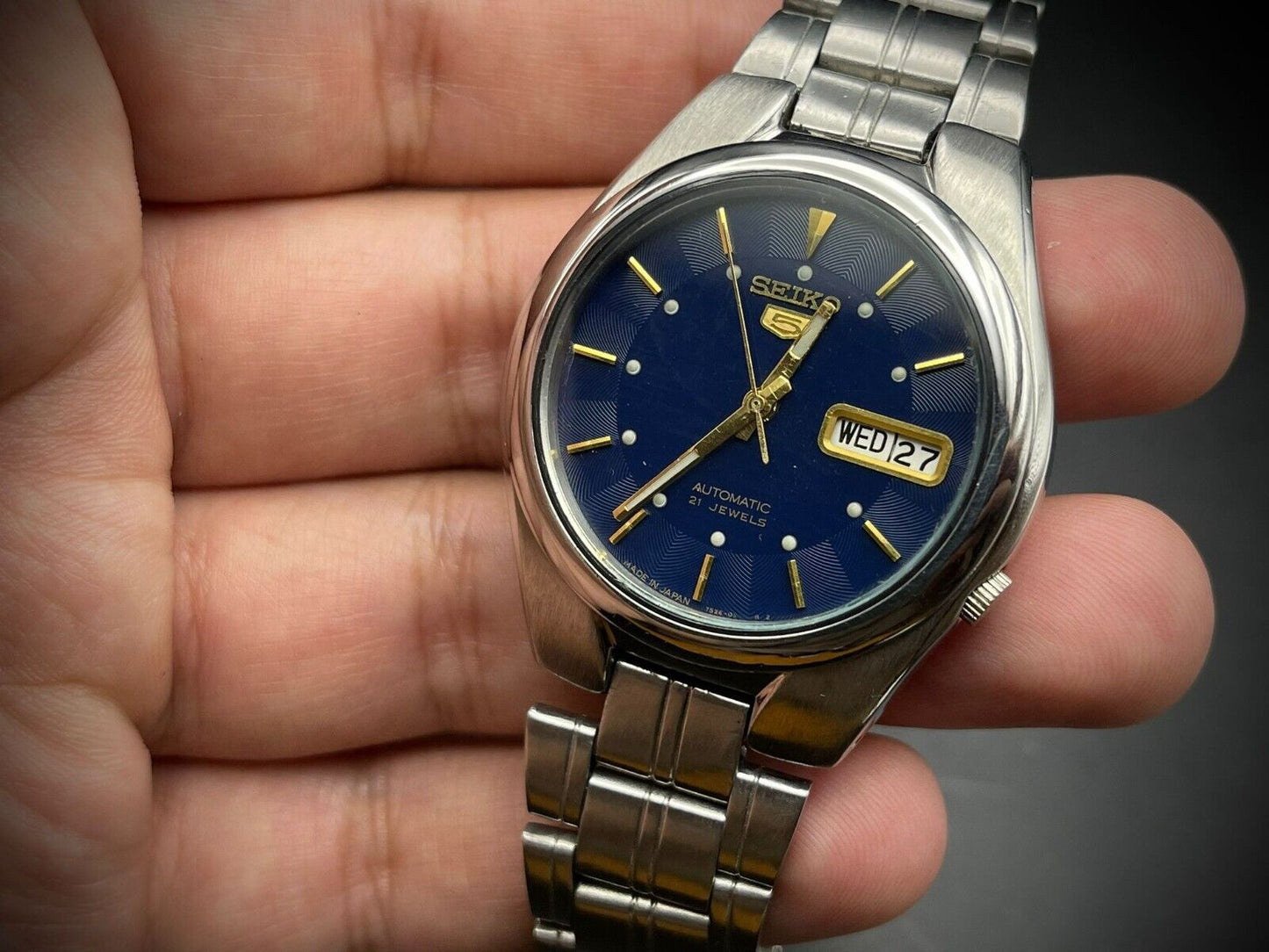 Seiko 5 Automatic 21 Jewels Blue Dial, 7S26 0520, 36mm Mens Watch - Grab A Watch Co