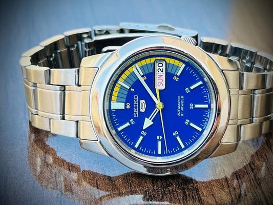 Seiko 5 Automatic 21 Jewels Blue Racer Dial, 7S26-02W0, 39mm Mens Watch - Grab A Watch Co