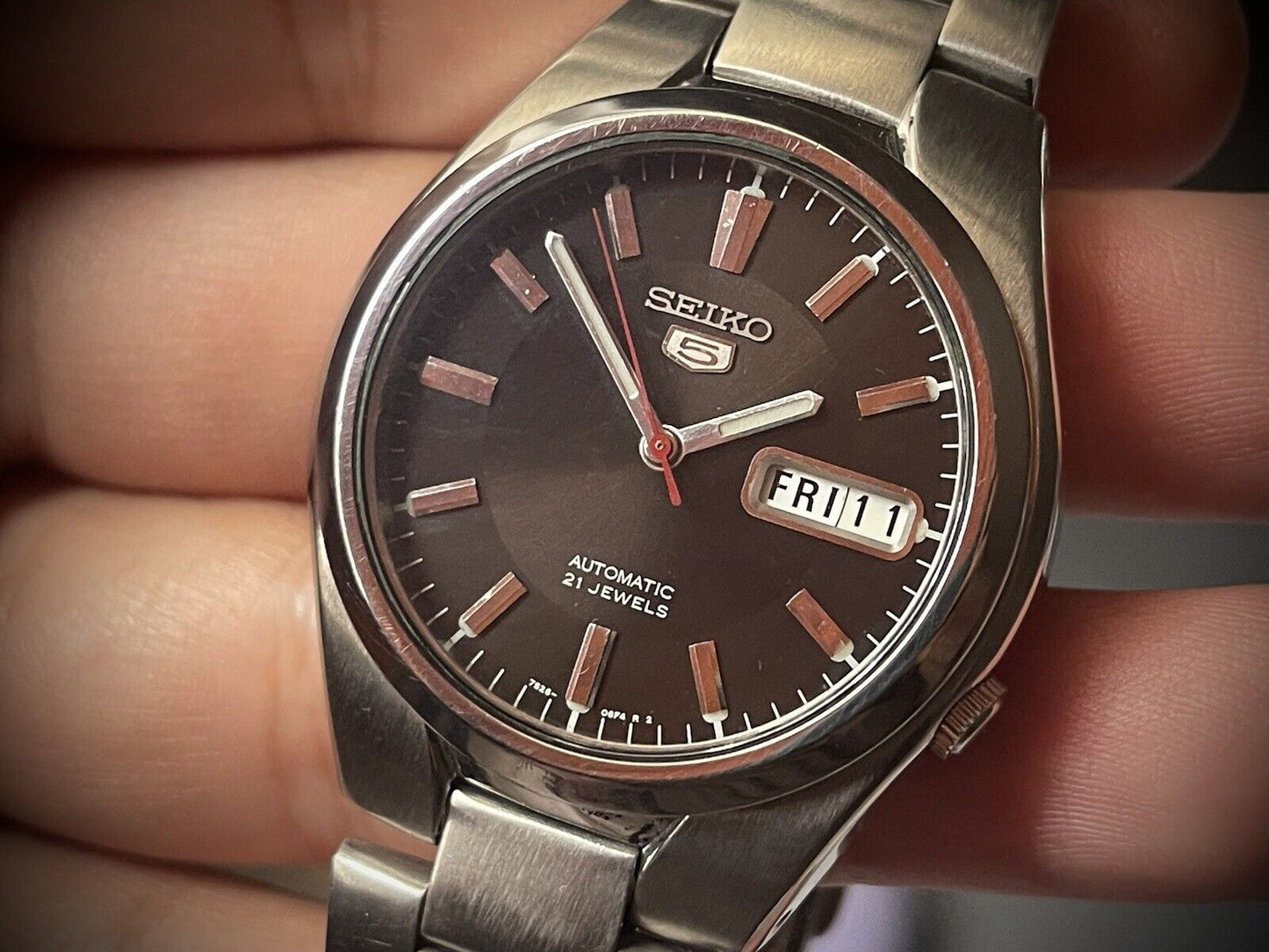 Seiko 5 Automatic 21 Jewels Brown Dial Ref:7S26-02F0, Japan 38mm - Grab A Watch Co