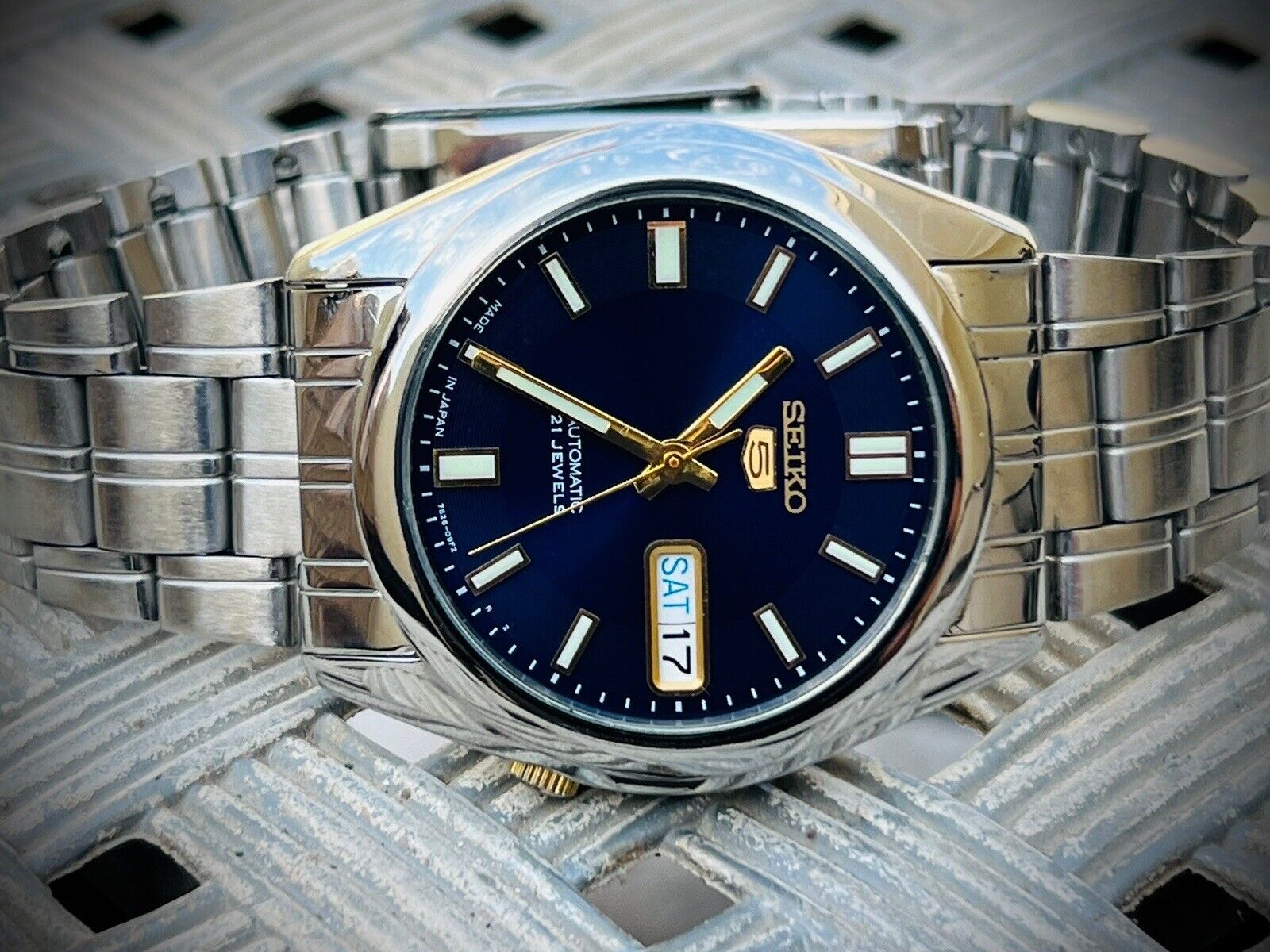 Seiko 5 Automatic 21 Jewels Dark Blue Dial Ref:7S26-03B0, Japan 36mm - Grab A Watch Co