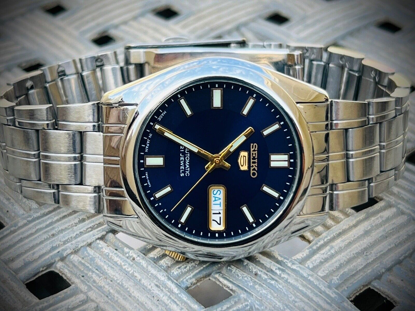 Seiko 5 Automatic 21 Jewels Dark Blue Dial Ref:7S26-03B0, Japan 36mm - Grab A Watch Co