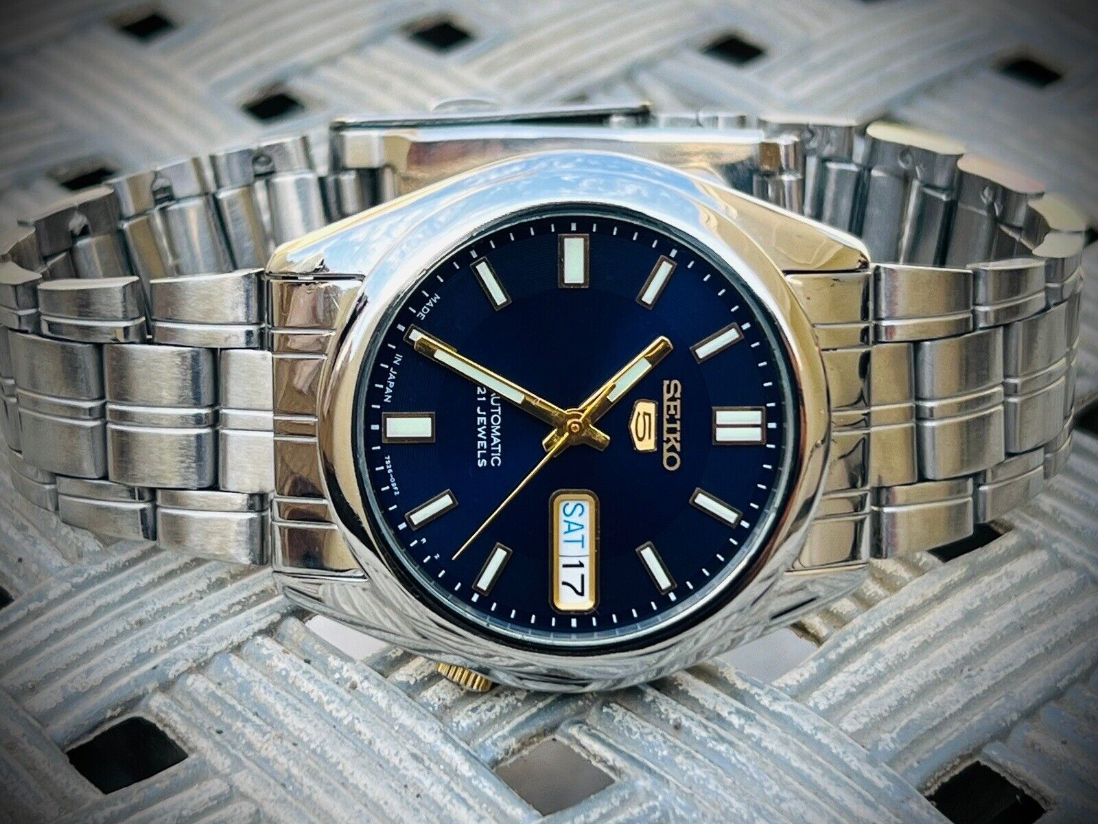 Seiko 5 Automatic 21 Jewels Dark Blue Dial Ref:7S26-03B0, Japan 36mm - Grab A Watch Co