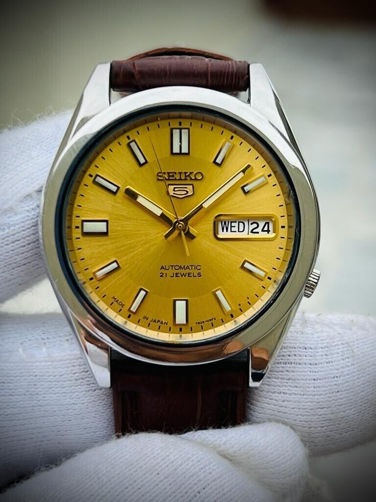 Seiko 5 Automatic 21 Jewels Gold Dial, 7S26-00X0 36mm Men’s Watch
