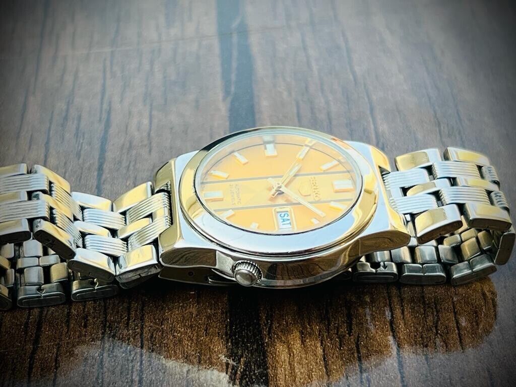 Seiko 5 Automatic 21 Jewels Gold Dial 7S26-01R0 Gents Watch Japan 35mm - Grab A Watch Co