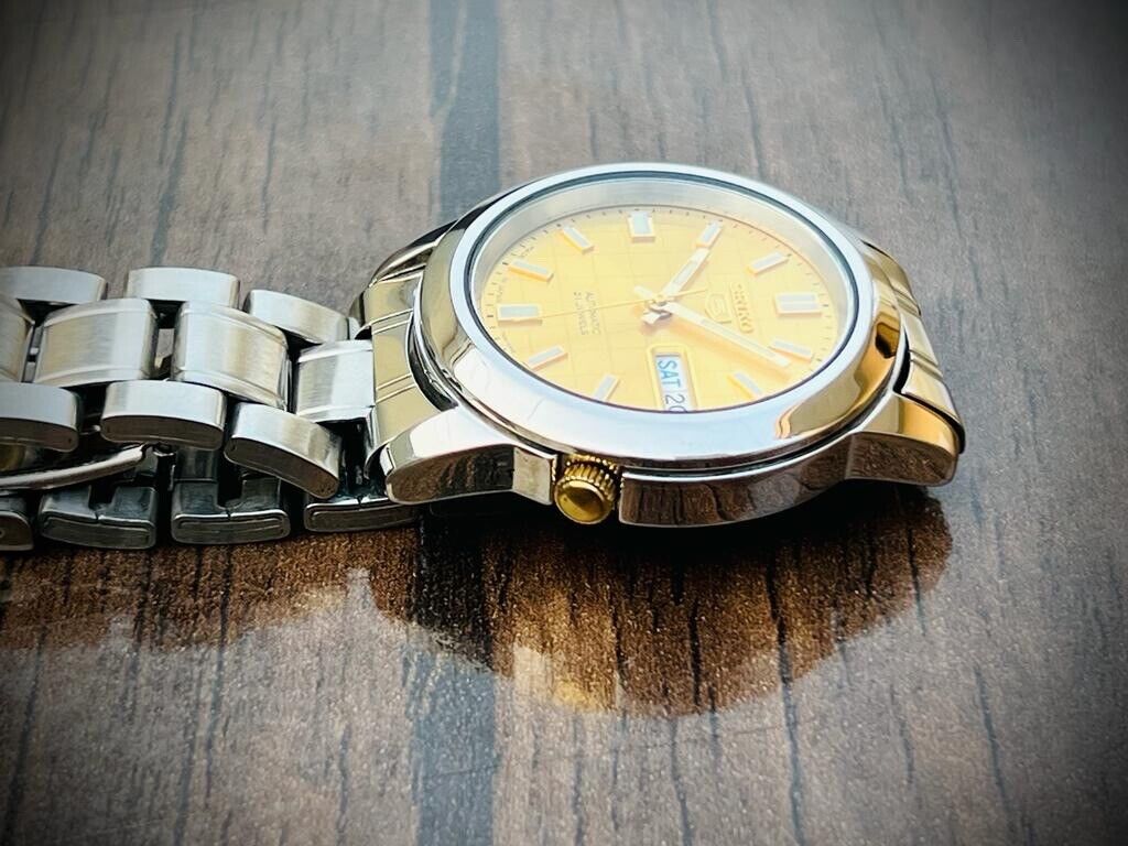 Seiko 5 Automatic 21 Jewels Gold Dial, 7S26-02W0 39mm Men’s Watch - Grab A Watch Co