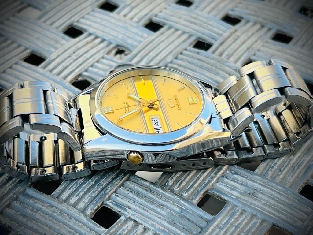 Seiko 5 Automatic 21 Jewels Gold Dial, 7S26 03B0, 38mm Gents Watch - Grab A Watch Co